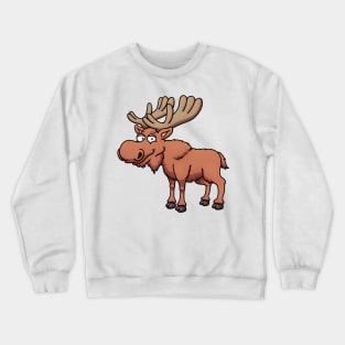 Happy Cartoon Moose Crewneck Sweatshirt